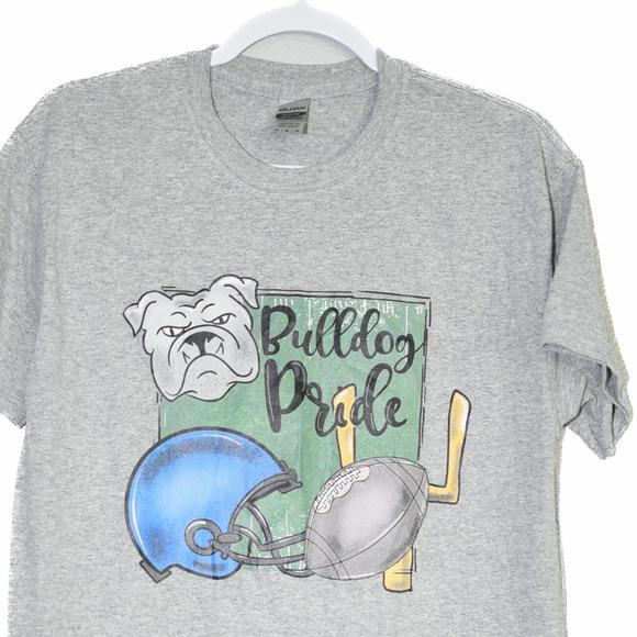 Gildan Men Gray Graphic TShirt Bulldog Pride Heather Crewneck Short Sleeves Sz M - Picture 3 of 5